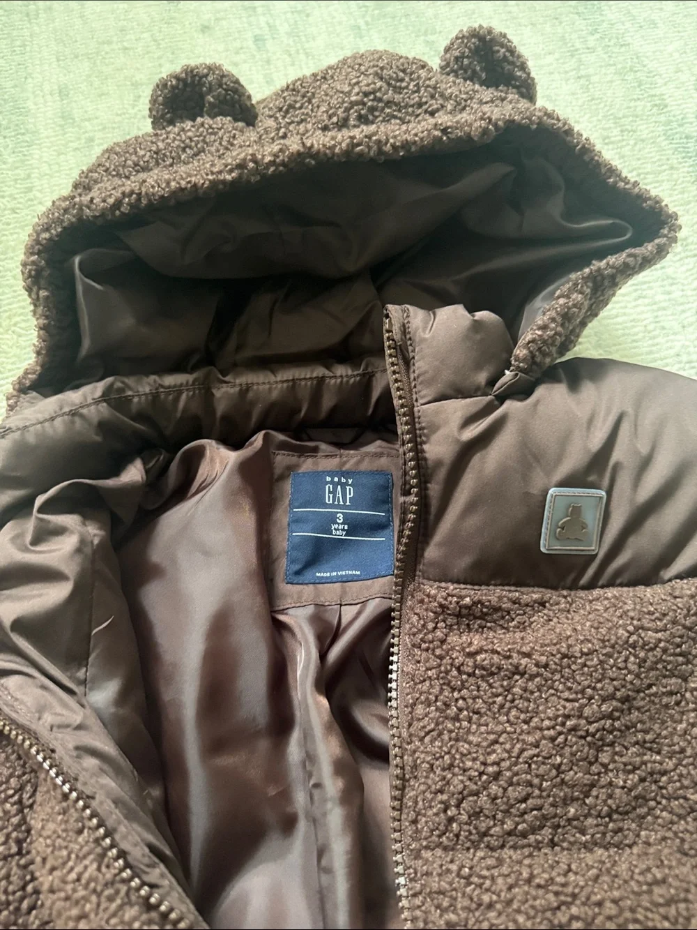 GAP Chocolate Brown Sherpa Puffer Hooded Jacket